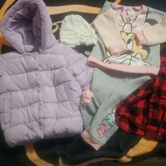 Girl's 3-4 Years Lot 5 Pieces Coat, Sweater/ Pants Suit, Hat, Shirt - Picture 16 of 16
